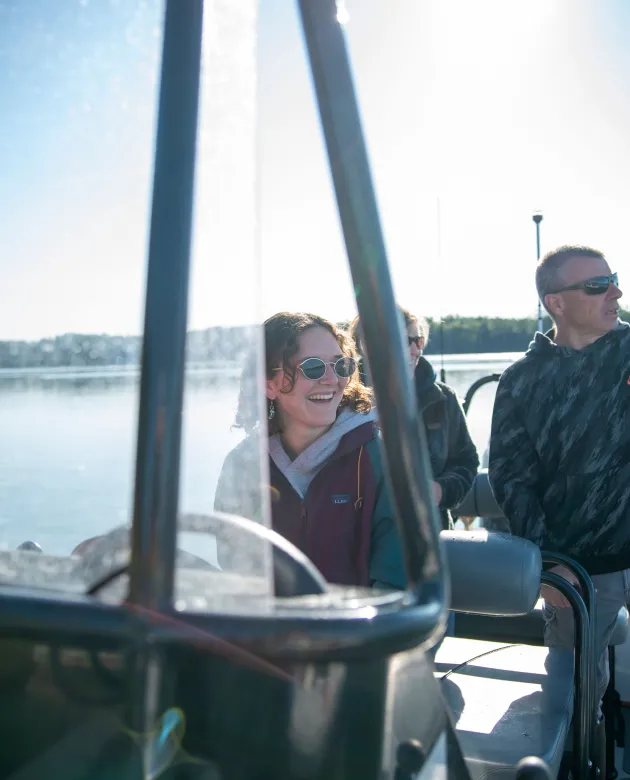 Dyer smiles aboard the amphibious boat