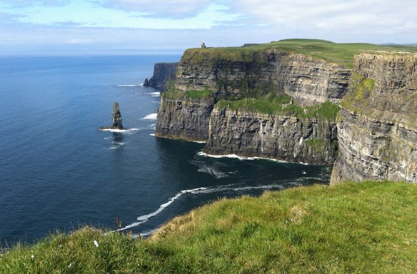The ocean and cliffs on the coast of Ireland