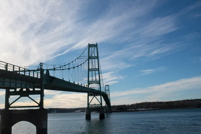 The suspension bridge linking Deer Isle to the mainland