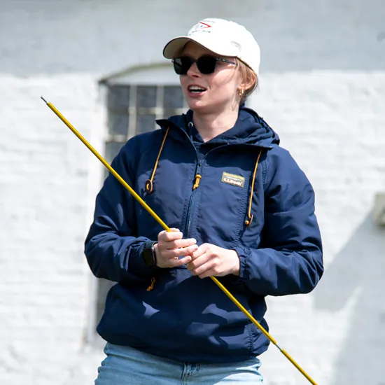 A student participates in an outdoor activity 