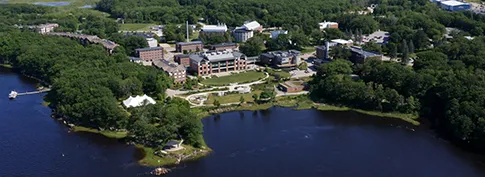 Aerial view of U N E's Biddeford campus