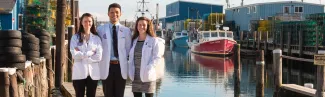 Students of University of New England Dental School near the waterfront in Portland, Maine.