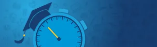 Illustration of a clock with a mortar board