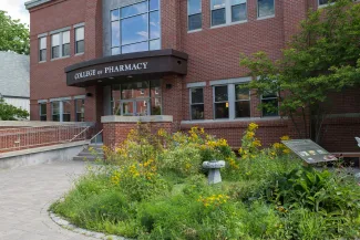 Exterior of the Pharmacy building on UNE's Portland Campus