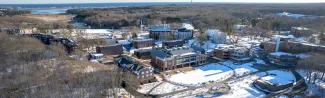 University of New England Biddeford Campus in winter covered in snow