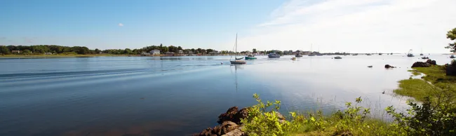View of the water and boats from the biddeford campus