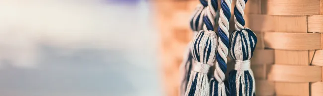 Blue and white graduation cords