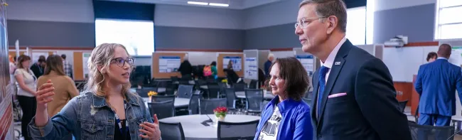 UNE Students Present Research Projects to President James Herbert