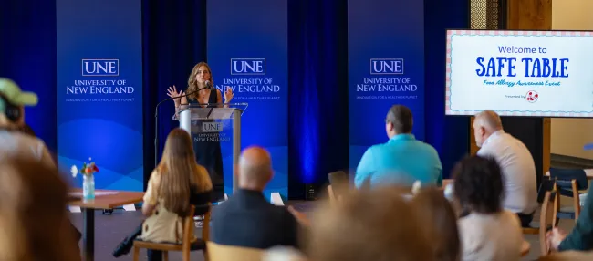  The first-annual Food Allergy Awareness Event on UNE’s Biddeford Campus educated members of the community about food safety and allergy-response preparedness 