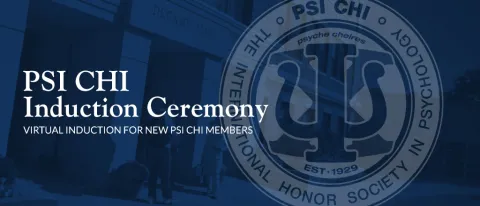 PSI CHI seal and text welcoming new members to group