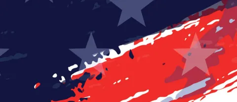 Graphic with red, white and blue stripes and white stars