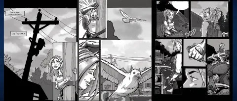 Illustrations from local artist Jefferson Coniaris' work "Event: Terminus" depict surviving a zombie apocalypse.