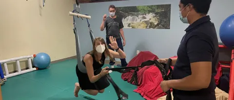 Occupational Therapy students use the equipment at the Koomar Center in Newton, Mass.