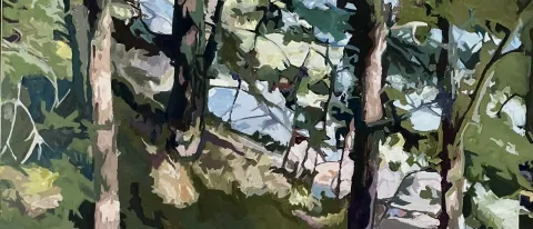 Image of painting, "Island's Edge," 24" x 36", oil on canvas