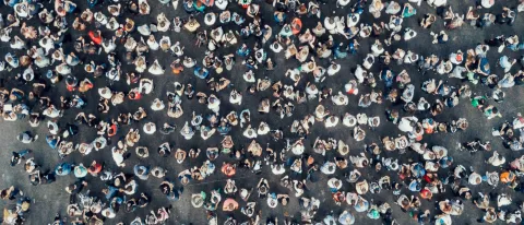 overhead photo of crowd 