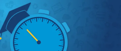 Illustration of a clock with a mortar board