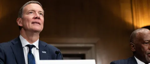 UNE President James Herbert testifies at a congressional hearing