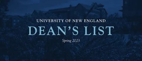 Dean's List graphic spring 2023 photo of campus