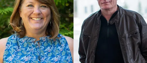 Portraits of Krysten Gorrivan (left) and David Livingstone Smith (right)