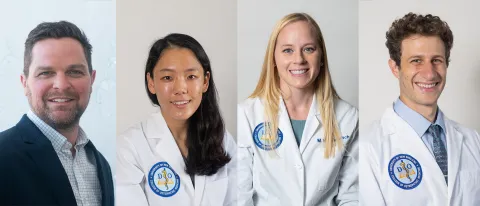 A collage with headshots of Joel Talsma, Dawon Lee, Melanie Kusakavitch, Christoph Niederhauser