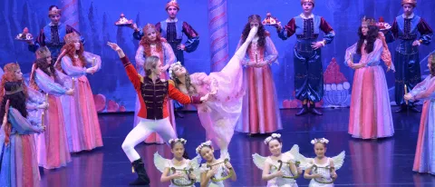 Trevor Seymour as The Nutcracker Prince dances with the character Clara in "The Nutcracker" onstage at Merrill Auditorium