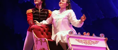 Trevor Seymour as The Nutcracker Prince dances with the character Clara in "The Nutcracker" onstage at Merrill Auditorium