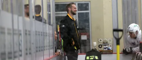 Zander Kosmala works with AHL players from Wilkes-Barre/Scranton Penguins of the American Hockey League.