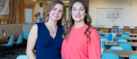 Emme Perry and Kayla Maniery worked on getting UNE's dining services national recognition. 
