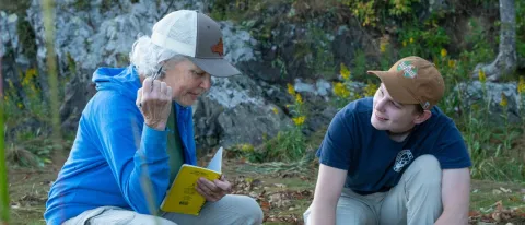 Pam Morgan Professor and Robyn Rollo Marine Science Student in Rachel Carson National Wildlife Refuge