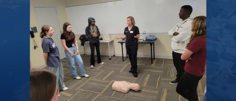 High school campers learn about health care professions at the UNE summer camp hosted by AHEC in June 2025.