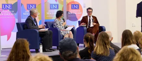 Three panelists discuss American politics at the Oct. 6, 2025 President's Forum