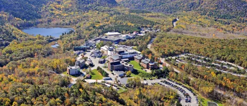 Aerial image of the Jackson Laboratory in Bar Harbor, Maine