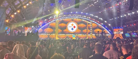Six UNE students went to work at the NFL Draft in 2026.