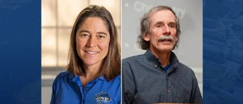 Composite image of headshots of Carrie Byron and Jerome Mullin