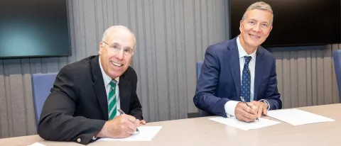 UNE President James Herbert and Babson College President Stephen Spinelli Jr.