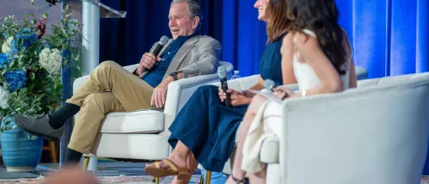 George W. Bush speaks in a panel discussion