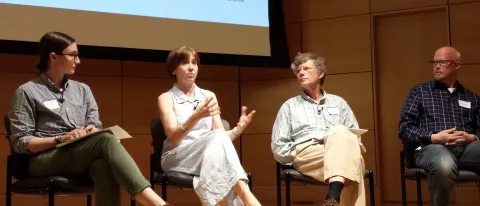 Susan Farady speaks at a panel discussion 