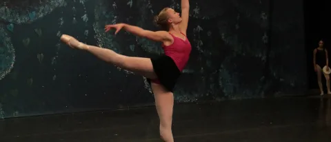 UNE student Julia Lopez rehearses for the lead role in the Maine State Ballet's presentation of The Nutcracker