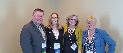 John Hanlon, AANA President Cheryl Nimmo, Dean Francis-Connolly, and Nurse Anesthesia Program Director Maribeth Massie 