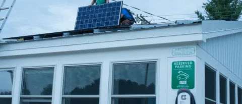ReVision employees installed a total of 12 solar panels on the roof of the Bishop Street bus shelter. The energy generated will 