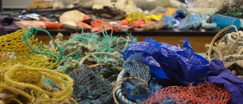 The debris collected for the Clean Ocean Wave Sculpture