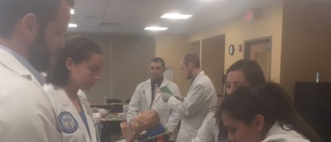 Students perform a clinical simulation exercise at The Aroostook Medical Center in Presque Isle