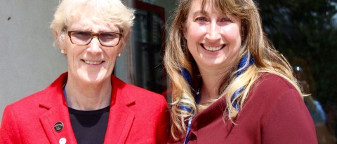Lara Carlson with two-time Olympic discus thrower Meg Ritchie-Stone