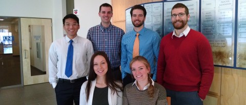 Front (L-R): Chelsea Toussaint and Dzhuliya Servetnik. Back (L-R): Thahn Huynh, Adam L’Italien, Dustin Nadeau, Nathan O’Neill