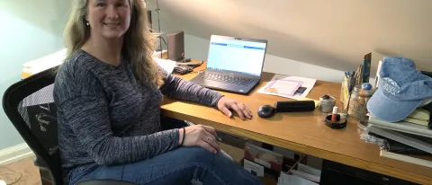 Alethea Cariddi working from home