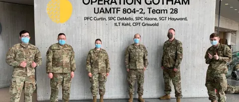 Amelia Keane (third from left) was deployed with her U.S. Army Reserve unit to Jacob Javits Center in New York