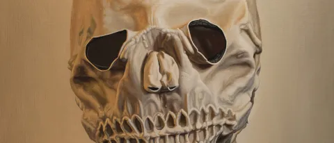 “The Color of the Grave Within,” by Philip Brou, is part of the exhibit “The House of the Soul” now on display at UNE