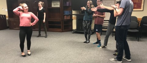 UNE Players rehearse for their upcoming performance of 'Chicago'
