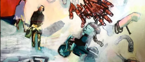 “negotiorum gestio,” (detail), acrylic on canvas, by Alex Rheault
