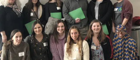 Front row, L-R: Brianna Coviello, Emily Cote, Grace Farrington, Hannah Christian, Emily Mott, Sahra Hassan; Back row, L-R: Linda
